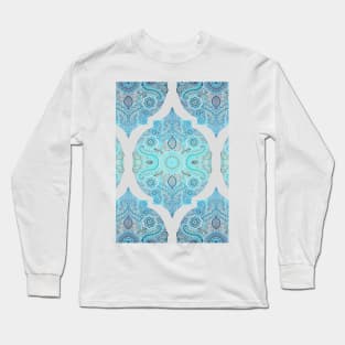 Through Ocean & Sky - turquoise & blue Moroccan pattern Long Sleeve T-Shirt